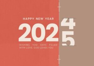 Beige Red Modern Happy New Year 2025 Facebook Post