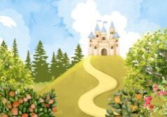 Green Colorful Watercolor Fairy Tale Forest Castle Desktop Wallpaper