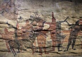 Petroglyph cave painting reproduction in Mexico 